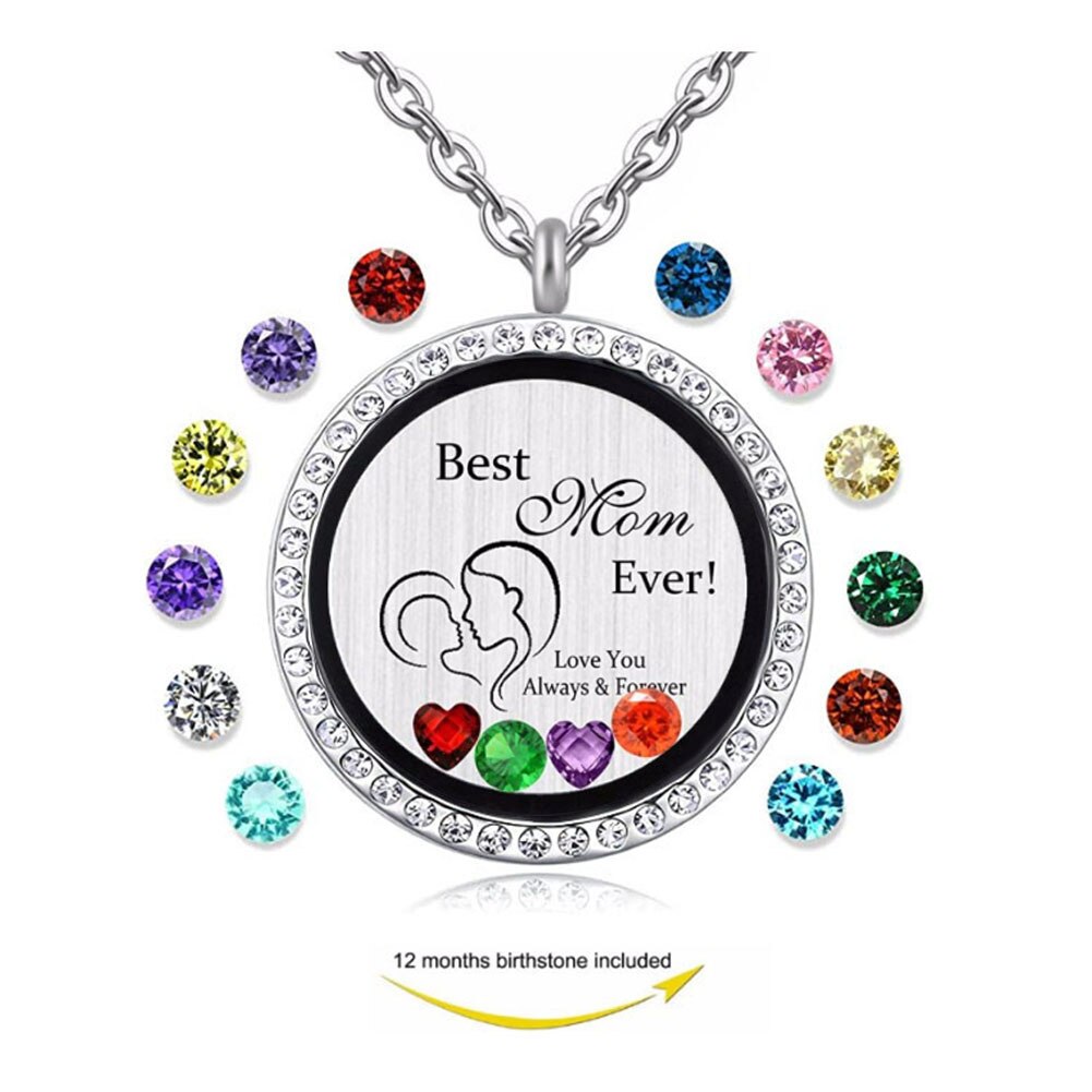Veeshy Best Mom Mother Gift, Floating Charms Locket for Women