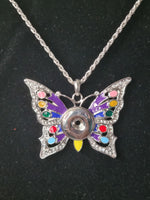 Colourful Butterfly Snap Necklace - 2 Colours