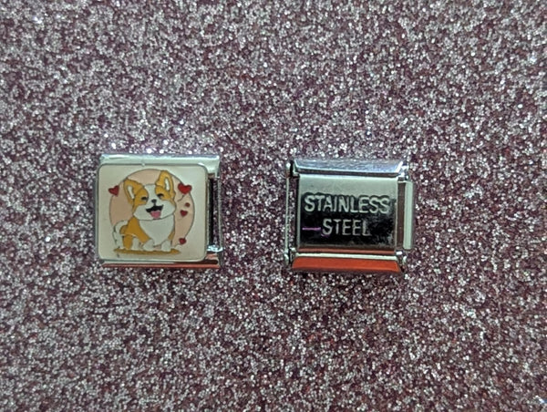 Stainless Steel Corgi Italian Charm