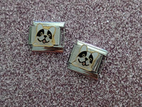 Stainless Steel Black & White Frenchie Italian Charm