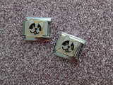 Stainless Steel Black & White Frenchie Italian Charm