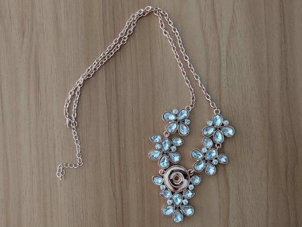 Rose Gold Colour Flower Statement Snap Necklace