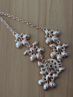 Rose Gold Colour Flower Statement Snap Necklace