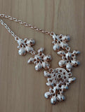 Rose Gold Colour Flower Statement Snap Necklace