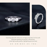 925 Sterling Silver 1.1CT Moissanite Triple Stone Ring