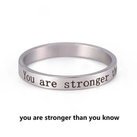 Stainless Steel Positive Words Inspirational Ring - 8 Options