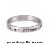 Stainless Steel Positive Words Inspirational Ring - 8 Options