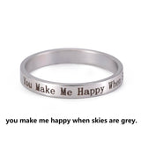 Stainless Steel Positive Words Inspirational Ring - 8 Options