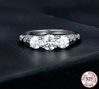 925 Sterling Silver 1.1CT Moissanite Triple Stone Ring