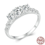 925 Sterling Silver 1.1CT Moissanite Triple Stone Ring