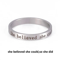Stainless Steel Positive Words Inspirational Ring - 8 Options