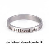 Stainless Steel Positive Words Inspirational Ring - 8 Options
