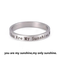 Stainless Steel Positive Words Inspirational Ring - 8 Options