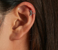 925 Sterling Silver Dragonfly Antique Effect Ear Cuff