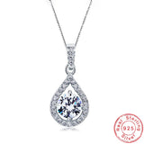 925 Sterling Silver CZ Tear Drop Necklace - 2 Chain Lengths