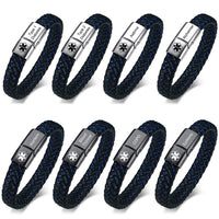 Braided Leather Medical/Awareness Bracelet with Clasp - 42 Options