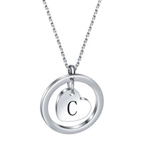 Stainless Steel Heart/Circle Initial Necklace - 27 Options