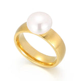 Stainless Steel Simulated-Pearl Ring - 4 Options