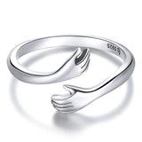 925 Sterling Hugging Hands Open Ring - 2 Colours