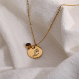 Stainless Steel Birth Flower Birthstone Necklace - 3 Colours - 12 Options
