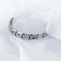 Stainless Steel Fleur De Lys Crown Italian Charm Link (Fit 9mm Bracelet)