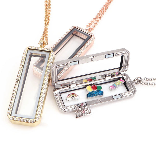 Rectangle Floating Charm Necklace - 5 Options