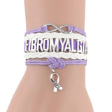 Infinity FIBROMYALGIA Awareness Leather Bracelet - 2 Options