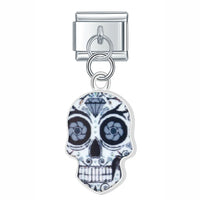 Stainless Steel Candy Skull Italian Charm - 12 Options