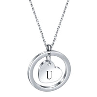 Stainless Steel Heart/Circle Initial Necklace - 27 Options
