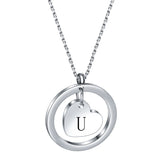 Stainless Steel Heart/Circle Initial Necklace - 27 Options