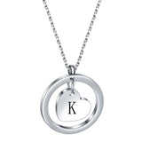 Stainless Steel Heart/Circle Initial Necklace - 27 Options