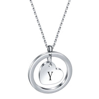 Stainless Steel Heart/Circle Initial Necklace - 27 Options