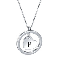 Stainless Steel Heart/Circle Initial Necklace - 27 Options