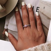 925 Sterling Silver Square Pink CZ Ring
