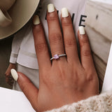 925 Sterling Silver Square Pink CZ Ring