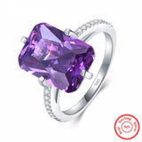 925 Sterling Silver Purple Cushion Cut Ring