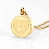 Stainless Steel Pawprint Heart Cremation Urn Locket Necklace - 3 Options
