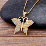 Fashion CZ Gold Colour Butterfly Necklace - 12 Options