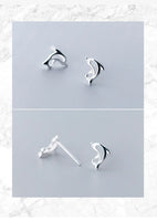 925 Sterling Silver Cute Tiny Dolphin Stud Earrings