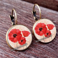 Red Poppy Flower Hanging Earrings - 28 Designs