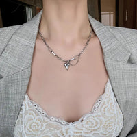 Stainless Steel Mixed Link Heart Necklace - 2 Options