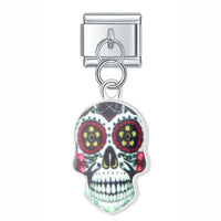 Stainless Steel Candy Skull Italian Charm - 12 Options