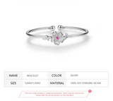 925 Sterling Silver Flower Open Cuff Bangle - 2 Colours