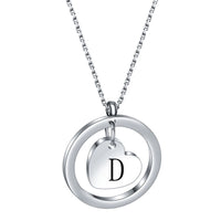 Stainless Steel Heart/Circle Initial Necklace - 27 Options