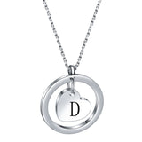 Stainless Steel Heart/Circle Initial Necklace - 27 Options