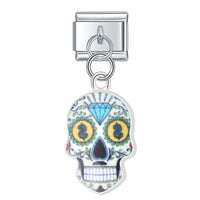 Stainless Steel Candy Skull Italian Charm - 12 Options