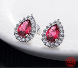 925 Sterling Silver Pear Crystal Earrings - 3 Colours