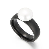 Stainless Steel Simulated-Pearl Ring - 4 Options