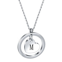 Stainless Steel Heart/Circle Initial Necklace - 27 Options