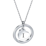 Stainless Steel Heart/Circle Initial Necklace - 27 Options